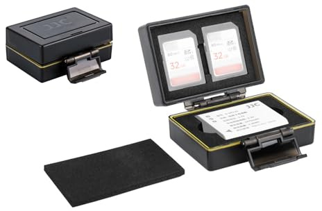 JJC Custodia Multifunzione per Batterie e Schede SD per Fotocamera - Compatibile con Ricoh GRIII, GR III HDF, Olympus TG-7, TG-6, Batterie Ricoh DB-110, Oly. LI-90B, Custodia per 1 Batteria+2Schede SD