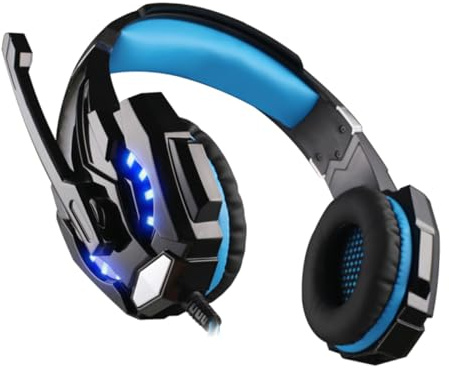 jojofuny Cuffie Da Gioco Con Luce Led Auricolari Per Computer Con Microfono Integrato Cuffie Antirumore Per Giochi e Musica Cuscinetti Morbidi Per Ore Di Comfort