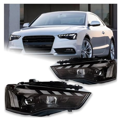 WSUMKH Fanale Anteriore Luci Per Auto Per A5 2008-2016 LED Proiettore Fari Lente Animazione DRL Segnale Dinamico Accessori Per Auto Reversese Faro Principale Fari