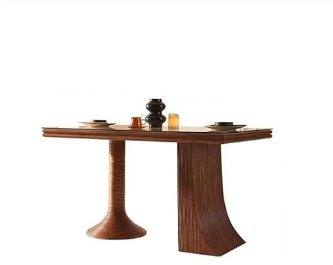 IMEITE Büro-Besprechungstisch Rattan Holz Esstisch B & Restaurant Rechteckigen Hause Wohnzimmer Esstisch(180x80x75cm)