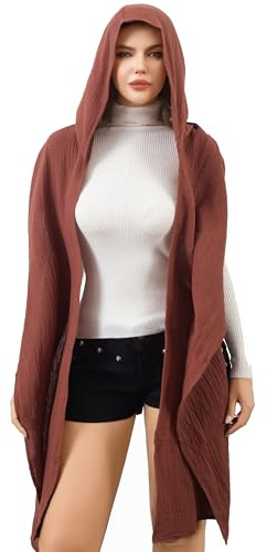Mingnos Kapuzen Schal Cape, Vintage Baumwoll Leinen Infinity Snood für Damen und Männer, Multifunktionaler Cowl Dünen Schal mit Kapuze