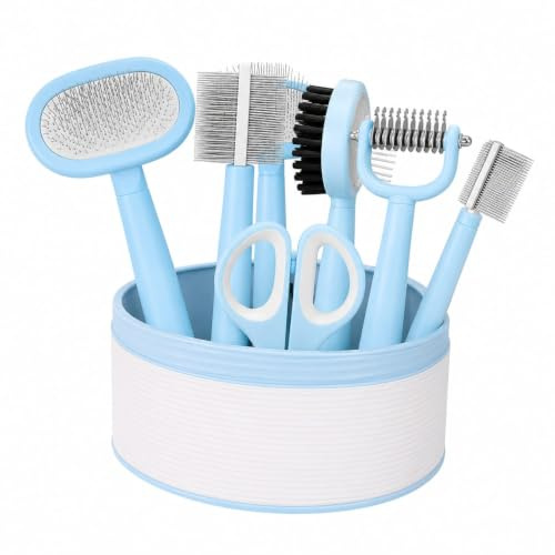 Kit Toelettatura Cani E Gatti 5 in 1 - Spazzola Sottopelo, Pettine Deshedding Acciaio Inossidabile, Tagliaunghie - Pelo Corto E Lungo - Toelettatura Professionale Casa