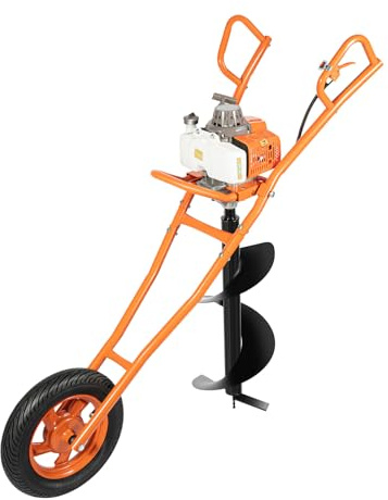 MELAQULY Trapano a benzina singolo cilindro, 63 CC a 2 tempi, trapano a terra a gas con carrello manuale e serbatoio carburante da 1,3 l, per trapano Ø 60 – 300 mm