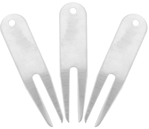 LOORGVEL 3 Pezzi Forchette Divot da Golf in Acciaio Inossidabile 304 Strumenti per Riparazione Prato Golf Marcatore Palline per Riparazione Solchi Campo da Gioco