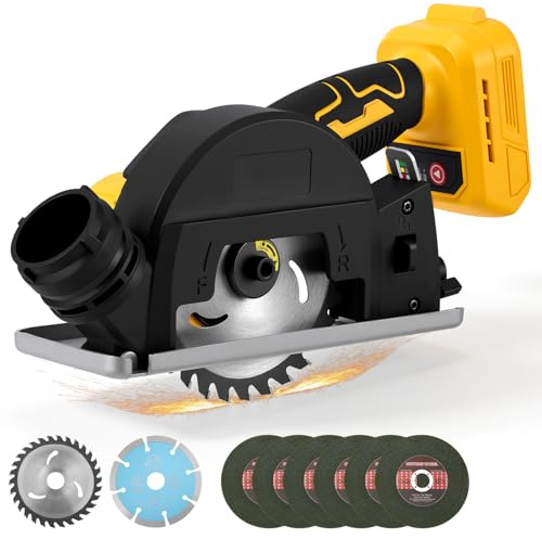Cordless Circular Saw Compatible with Dewalt 20V Battery,4 Brushless Circular Saw with 2 Saw Blades,3 Speed,0-45° Cutting Angle,Cutting Depth 0.8(20mm) for Cutting Wood Metal Plastic (No Battery)