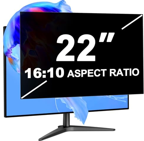 LUSA DESIGN 22 Inch Computer Monitor Privacy Screen Filter | 16:10 Aspect Ratio, Eye Protection Anti Glare Shield, Removable Blackout Anti Spy Desktop Security Private Filter Protector
