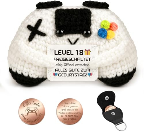 Giftota 18 Geburtstag Junge Geschenk - Pocket Hug Gamepad - 18. Geburtstagsgeschenk für Sohn Enkel Neffe - Level 18 Freigeschaltet - Glücksbringer - Kleine Geschenke