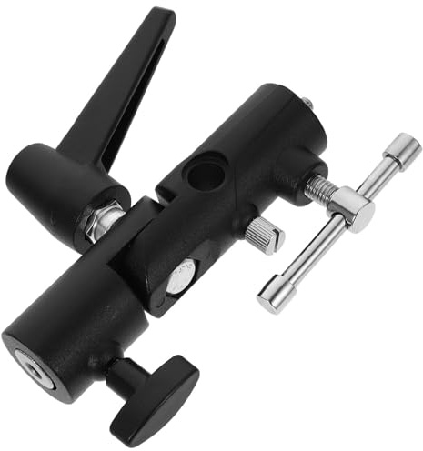 Mikikit Soporte para Flash de Cámara Tipo H, Base Metálica para Montaje de Iluminación, Abrazadera para Paraguas Compatible Trípode, Accesorio Versátil para Fotografía Profesional