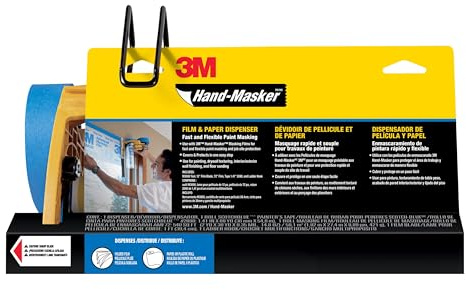 3M Hand-Masker M3000 Tool Painter's Tape and Masking Film Dispenser Kit, 3M Hand Masker Protects Surfaces from Paint Splatters, Includes 12-Inch Blade, Painter's Tape and Masking Film, 1 Kit