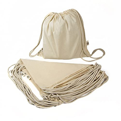 10 x Sac à Dos Coton Biologique Naturel épaisseur 100 grs. tam. 37 x 41 cm
