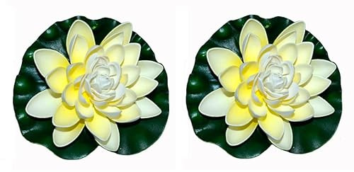 Markenlos 2er/Set Künstlich Seerosen, 18cm Aquarium Pflanze, Dekoseerose Teichrose Teichblume Teichpflanze