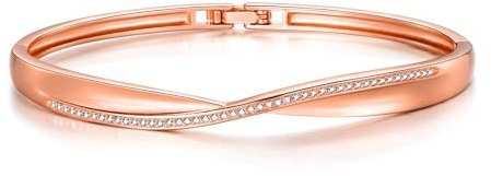 Philip Jones Rose Gold Plated Arc Bangle Created with Zircondia® Crystals (7 Inch)