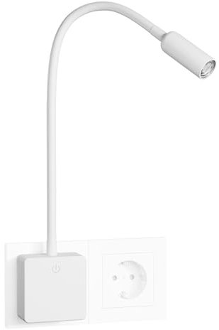 ENUOTEK Lampada da Lettura Libro da Comodino a Parete a LED con Spina per Leggere a Letto e Interruttore Dimmerabile Tattile 3W Luce Neutra 4000K Non Funzione di Controllo Remoto Lot di 1