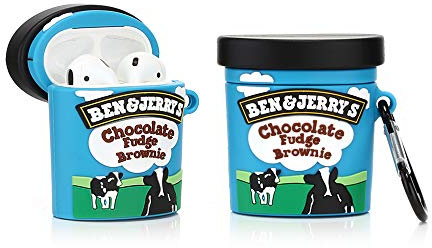 YIGEYI Silikon Hülle Kompatibel mit Airpods 1 & 2 Funny Cute 3D Cartoon Case Cover[Getränke Saftserie] (Ben&Jerry-EIS)