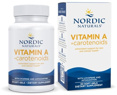 Nordic Naturals Vitamin A + Carotenoids, Unflavored - 30 Soft Gels - Lycopene & Astaxanthin - Supports Skin, Cellular Health - Non-GMO - 30 Servings
