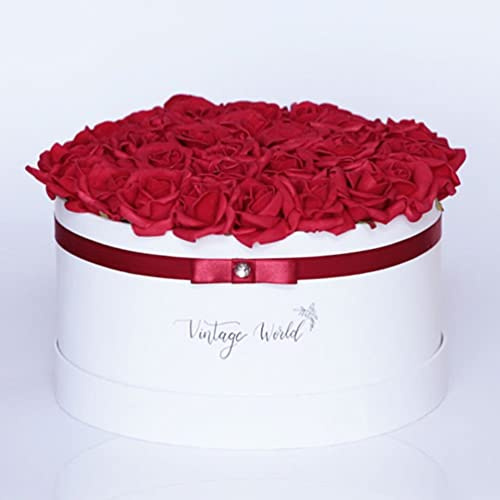 Vintage World Infinity Paris Handgemachte Rosenbox, 35 Rosen, Geschenkidee, lange haltbar, rot