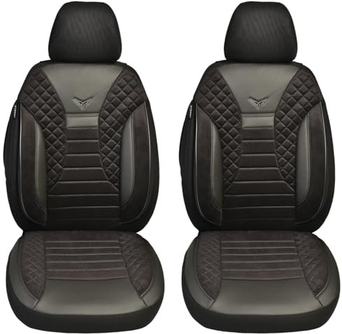 BREMER SITZBEZÜGE Maß Auto Schonbezüge kompatibel mit Dacia Jogger Fahrer & Beifahrer Set ab 2022 / Auto Schonbezug Velour Kunstleder Set 2er Pack in Schwarz (PS803)