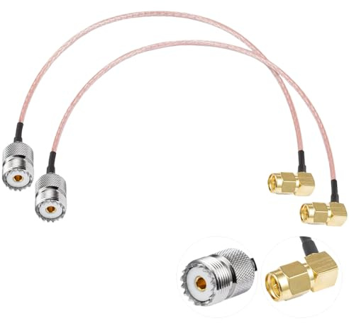 Vecys 2 Pezzi SO239 a SMA Pigtail SMA Maschio ad Angolo retto a UHF Femmina SO-239 Cavo Coassiale Coassiale RF RG316 12 / 30CM per Walkie Talkie CB Radio Antenna Radio Portatile