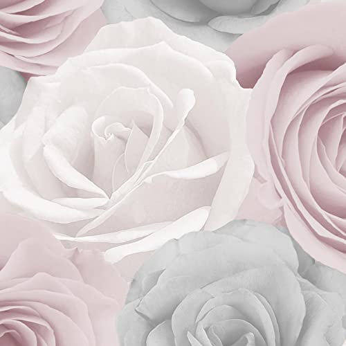 World of Wallpaper Melany Rose Floral Wallpaper Ideal for Lounges, Bedrooms, Dining Rooms and Hallways (Pink)