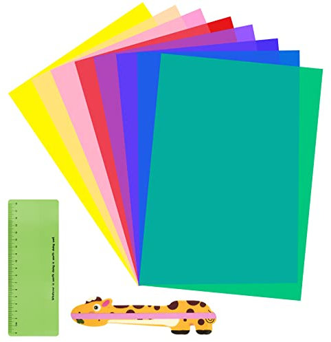 10PCS Dyslexia Overlays Professional A4 Reading Overlays with Reading Strips Reading Ruler for Reading Aids Dyslexia Coloured Overlays for ADHD Visual Stress Irlens Syndrome
