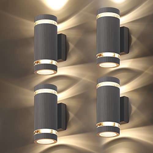 CELAVY LED Wandleuchte Wandlampe aussen 4 Stück, IP65 Außenlampe Aussenleuchte Außenleuchte Wand GU10, Modern Up Down Außenbeleuchtung Außenwandleuchte Ausenbeleutung Hauswand Haus Balkon, Warmweiß