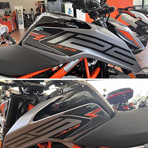 LABELBIKE 3D Motorrad Tankaufkleber kompatibel mit KTM | Duke 125 2021-2022, Seitenschutz aus Kunstharz, kratzfest, Dekoration