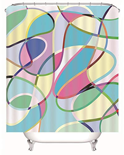 EHOMERY Duschvorhang Nach Maß Duschrollo Von Oben Einfaches Linienmuster Polyester Rostfreie Ösen Und 12 Hakenringe, 180X180Cm