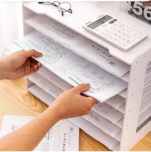 CHEYLIZI Étagères en papier A3 extra larges pour le bureau et l'école Étagères de bureau blanches Plateau à lettres Porte-revues