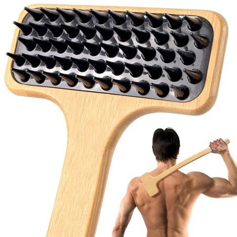 NURENDER Rückenkratzer Bambus, 55cm Extra Langer Griff Back Scratcher, Kratzhand Rückenkratzer, 2 in 1 Rückenmassagegerät und Körperkratzer für Erwachsene, Schwangerschaft, ältere Menschen