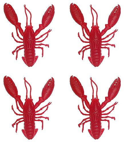 Krebs Gummiköder Set, 95mm Gummifische Langusten Angelköder Kunstköder Hummer Klaue Köder für Forelle Barsch Zander, 4er Pack