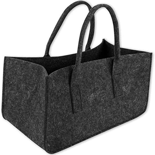 Firewood Bag Firewood Carrier Foldable Felt Fireplace Wood Basket Portable Log Bag with Longitudinal Opening Firewood Carrier Log Tote Bag Easy to Handle Wood