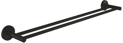GROHE Start Double Barre Porte-Serviettes pour Salle de Bain, 654 mm, Fixations Cachées avec Vis Incluses, Métal, Noir Mat, 412032430
