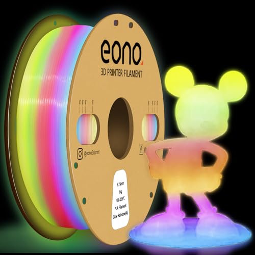EONO Leuchtend Regenbogen PLA Filament Leuchtendes 3D Drucker Filament 1kg (2,2 Pfund) Leuchtendes PLA für 3D Drucker, Leuchtendes Regenbogen