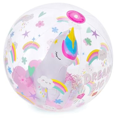 Legami - Palla da Spiaggia Gonfiabile, Beach Ball, Pallone Gonfiabile in PVC, Morbido per Bambini, Palla Gonfiabile per Feste Mare con Unicorno, Gonfiabile per Giocare Calcio Pallavolo, Diametro 40 cm