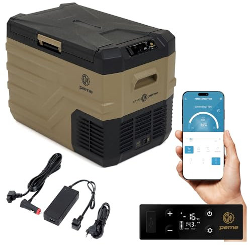 peme Quest 35,3L – Frigorifero a compressore con controllo tramite app, funzione congelamento & riscaldamento, alimentazione 12V/24V & 230V – Perfetto per campeggio, outdoor & auto