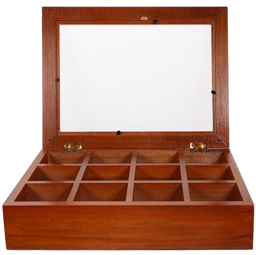 TOPBATHY Tea Bag Holder Wooden Tea Bag Rack Storage Box with Compartments Perfect for Sugar Organizer