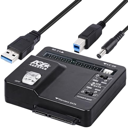 A-Goldnest - Adaptador de disco duro externo USB 3.0 a IDE y SATA para disco duro universal 2.5/3.5 HDD/SSD, adaptador de corriente de 12 V/2 A