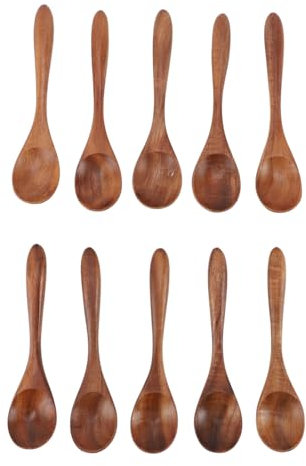 10 Pièces Cuillères à Soupe, Cuillères En Bois Pour Manger, Petites Cuillères à Soupe En Bois Cuillères De Service, Cuillères à Ramen Japonaises Rondes Riz Dessert Cuisson Dégustation Dîner Cuillère D