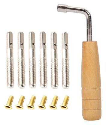 TUKEVA 6 Stück Stimmnägel und 6 Stück Nieten Stimmschlüssel in L-Form Teilige Stimm Nägel Harfe Klavier Stimmschlüssel Stimmstifte L-förmiger Harfen Stimmschlüssel für Instrument Musiksaiten