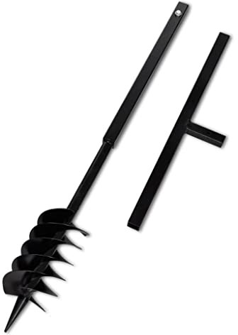 Werkzeuge, Bohrer, SchlangenErdbohrer mit Griff, Schlangenbohrer 120 mm, Doppelspiralen, Stahl, schwarz