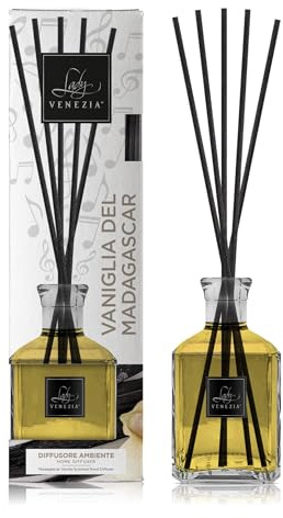 Lady Venezia - Profumatore per Ambienti - Diffusore Profumo Ambiente - Bastoncini 250 ml (Vaniglia del Madagascar)