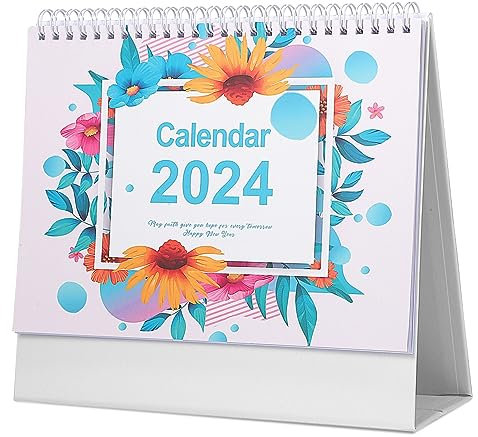 SHOWERORO Desktop Kalender Mit Blumenmuster Kleiner Stehkalender Für Tisch Und Bücherregal Kalender Für Effektives Zeitmanagement Und Planung
