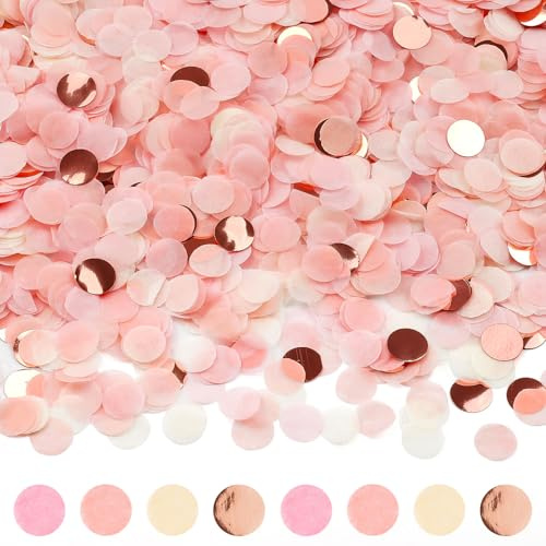 Konfetti 6000 Stück, 1cm Rosa Konfetti Geburtstag Groß Confetti | Runde Streudeko Tischdeko für Geburtstag Hochzeit Party Dekoration(50g)