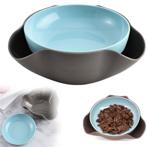 Generisch Pistazienschale Doppelschale Servierschale mit Lebensmittelabfallfach, PP-Material, Zeitgenössisch, Snack Bowl, Schale, Bowl