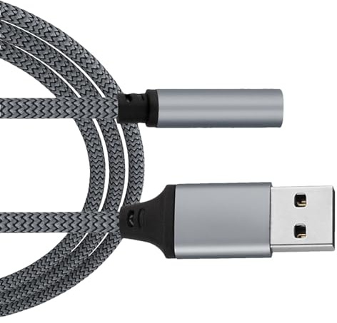 Adaptador de audio USB a 3,5 mm - Adaptador USB a jack | Convertidor estéreo | Adaptador de audio jack para tarjeta de sonido externa gris plateado | Convertidor estéreo | Cable de audio para