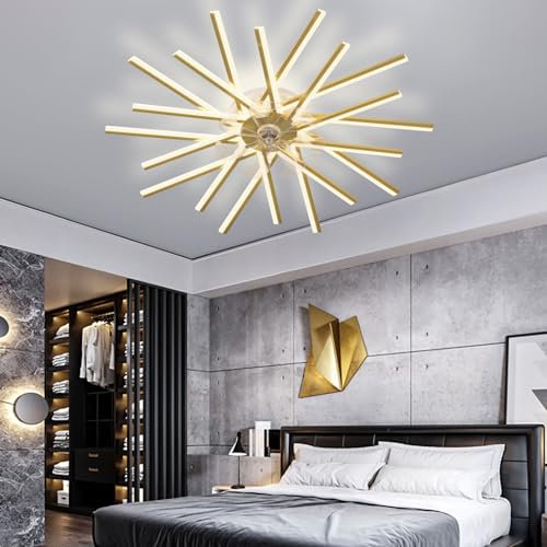 Ventilatore da soffitto grande da 100 cm, con luce e telecomando, 6 velocità, reversibile, con funzione dimmerabile, per soggiorno e camera da letto