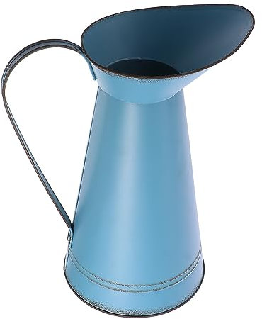 Garneck Iron Flower Bucket Large Blue Vintage Flower Pot Rustic Home Garden Planter for Indoor Outdoor Decoration