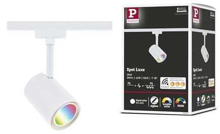 Paulmann 95663 URail Schienenspot Luxe Smart Home Zigbee RGBW GU10 4,8W dimmbar 230V Signalweiß Schienensystem