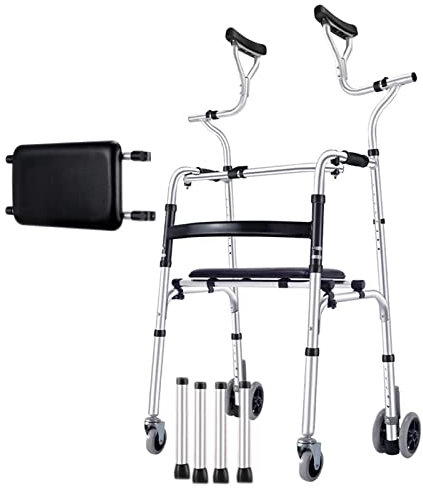 WDWDW Gehgestell mit Rädern und Gehhilfe, höhenverstellbar, Dicke Aluminiumlegierung, Rehabilitationshilfsmittel für ältere Menschen