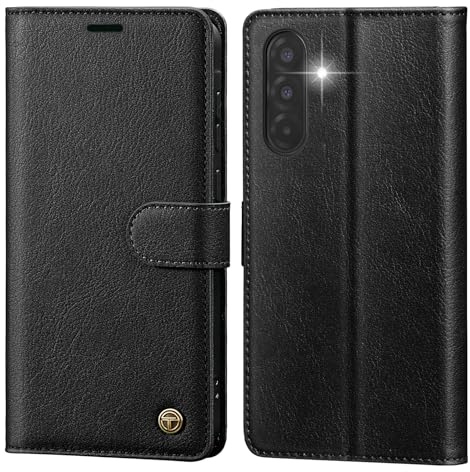 CASBST Handyhülle für Samsung Galaxy A56 5G Hülle, Hochwertig Leder Schutzhülle Klappbar für Samsung A56 Flip Case mit Kartenfach Ständer Magnet Handytasche mit RFID für Galaxy A56 Klapphülle Schwarz